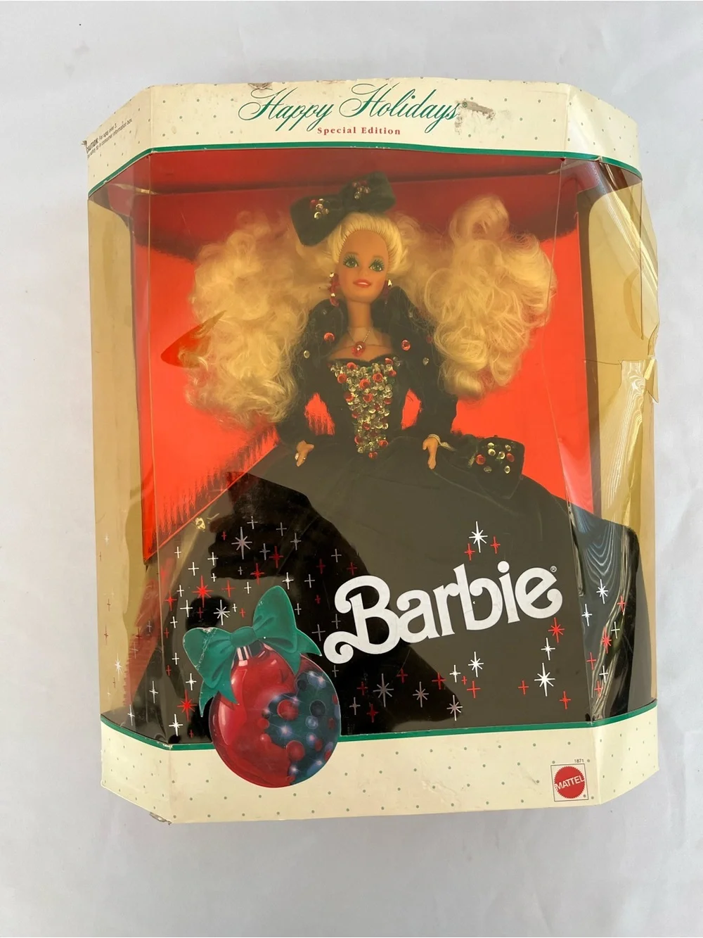 Vintage 1991 Happy Holidays Barbie Special Edition - Black & Red Holiday Gown